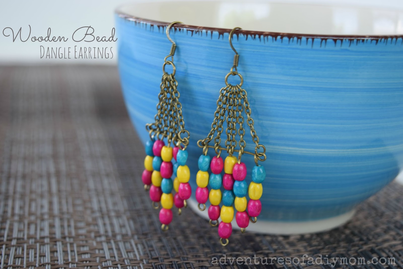Wooden Bead Dangle Earrings Adventures of a DIY Mom