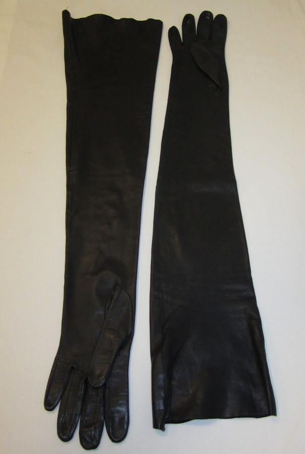 eBay Leather Rare LaCrasia extra long black leather gloves