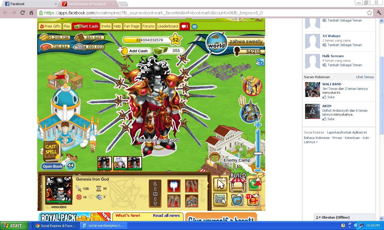 Social Empires Hack New Unit GENESIS IRON GOD, July 2012 WARSTHEHACKER