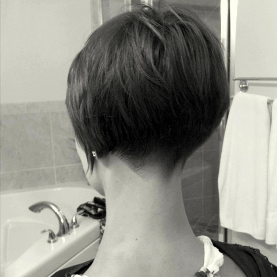 Angled bob, clippered nape. Short stacked bob hairstyles, Short hair