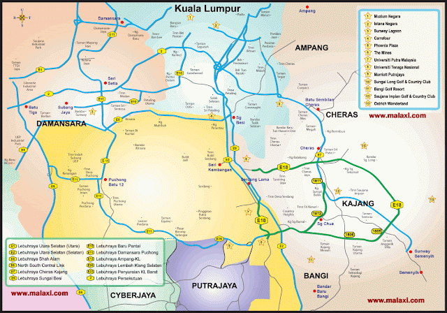 Mapa da região de Kuala Lumpur