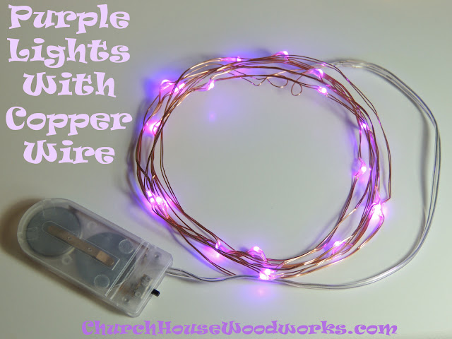 Purple Lights With Copper Wire LED Battery Operated String Lights
