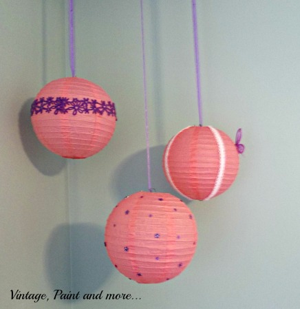 Vintage, Paint and more...paper lanterns upcycled with scrapbook supplies