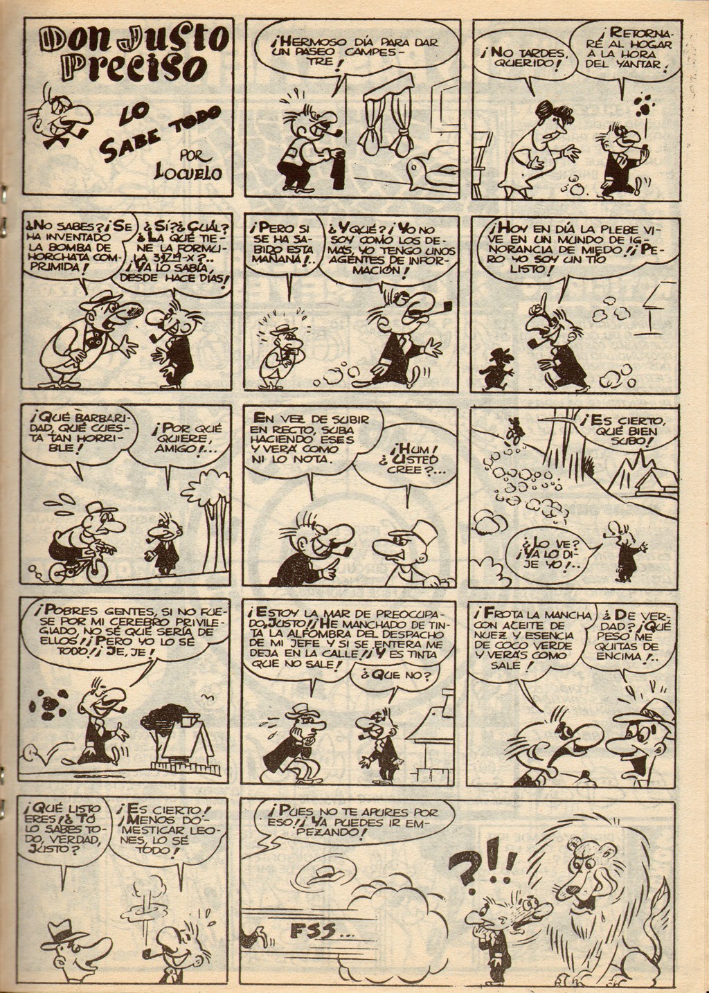 Don Justo Preciso, Humor de bolsillo Almanaque 1951, con el seudónimo Locuelo