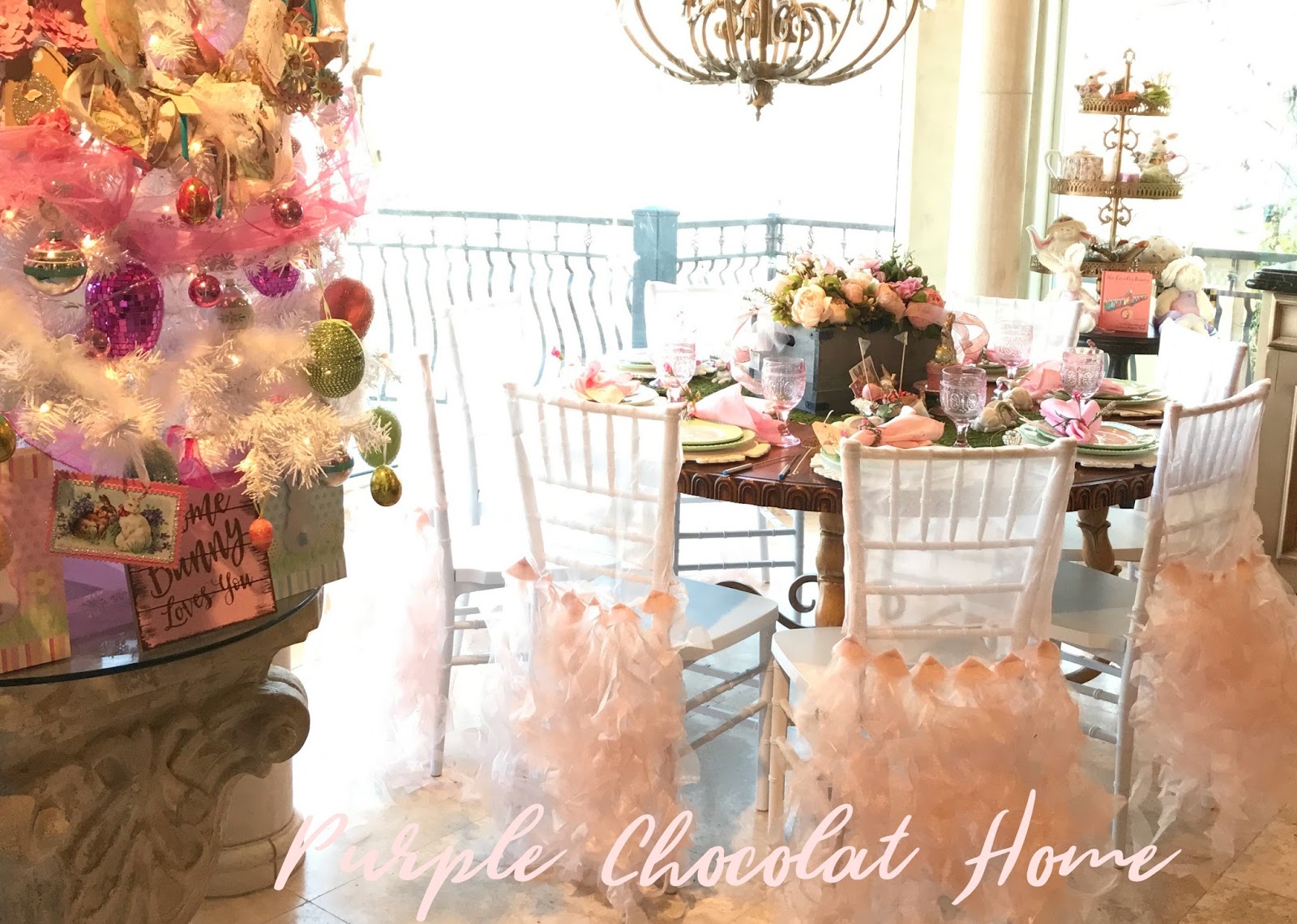 Purple Chocolat Home: Pink and Green Easter Table Two Ways