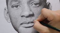 hollywood actor, will smith, face drawing, process in details