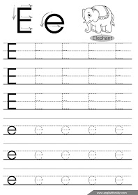 Letter e tracing page