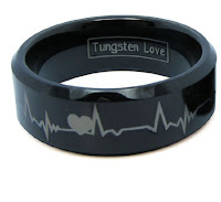 His and  Hers Black Tungsten Carbide Rings Set with Forever Love Design single