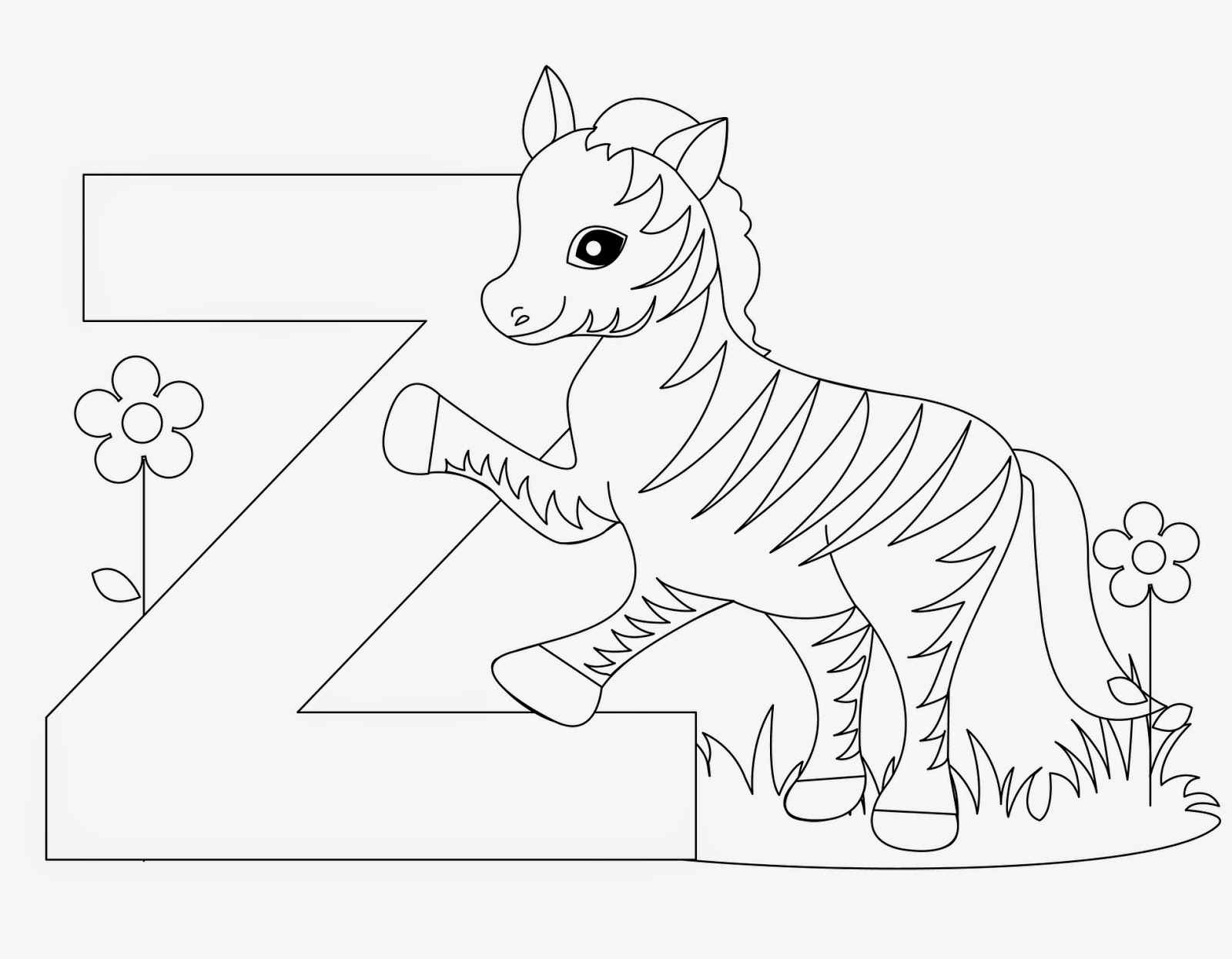 Kids Page: Z is for Zebra - Animal Alphabet Letters Worksheet