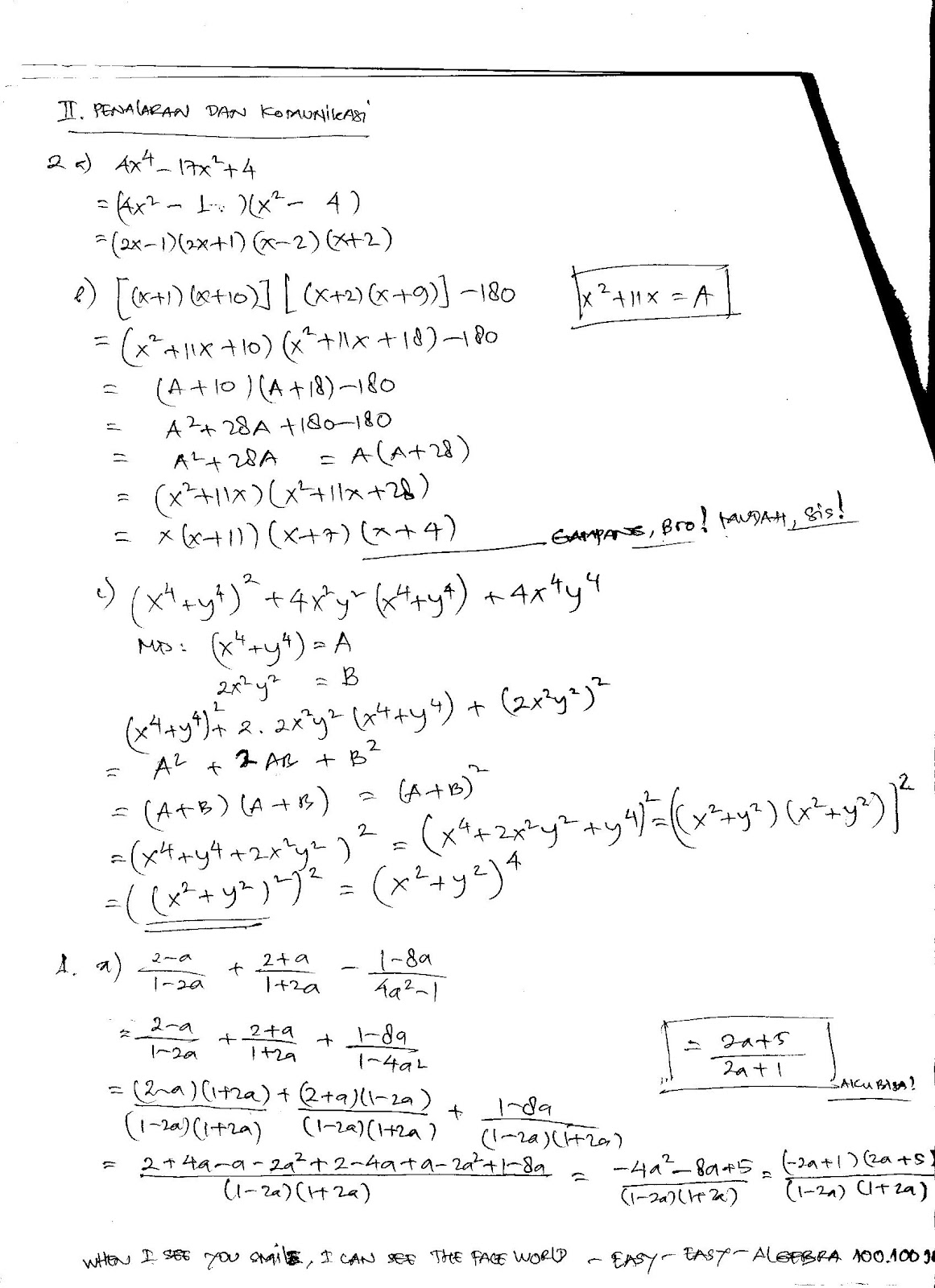 Soal Pemfaktoran Aljabar Kelas 7