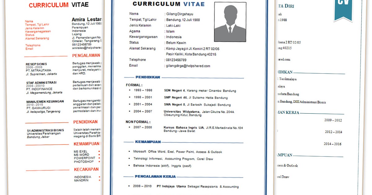 Contoh Daftar Riwayat Hidup Format Docx Ms Word