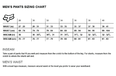 Mx District Blogstore: Fox Size Chart