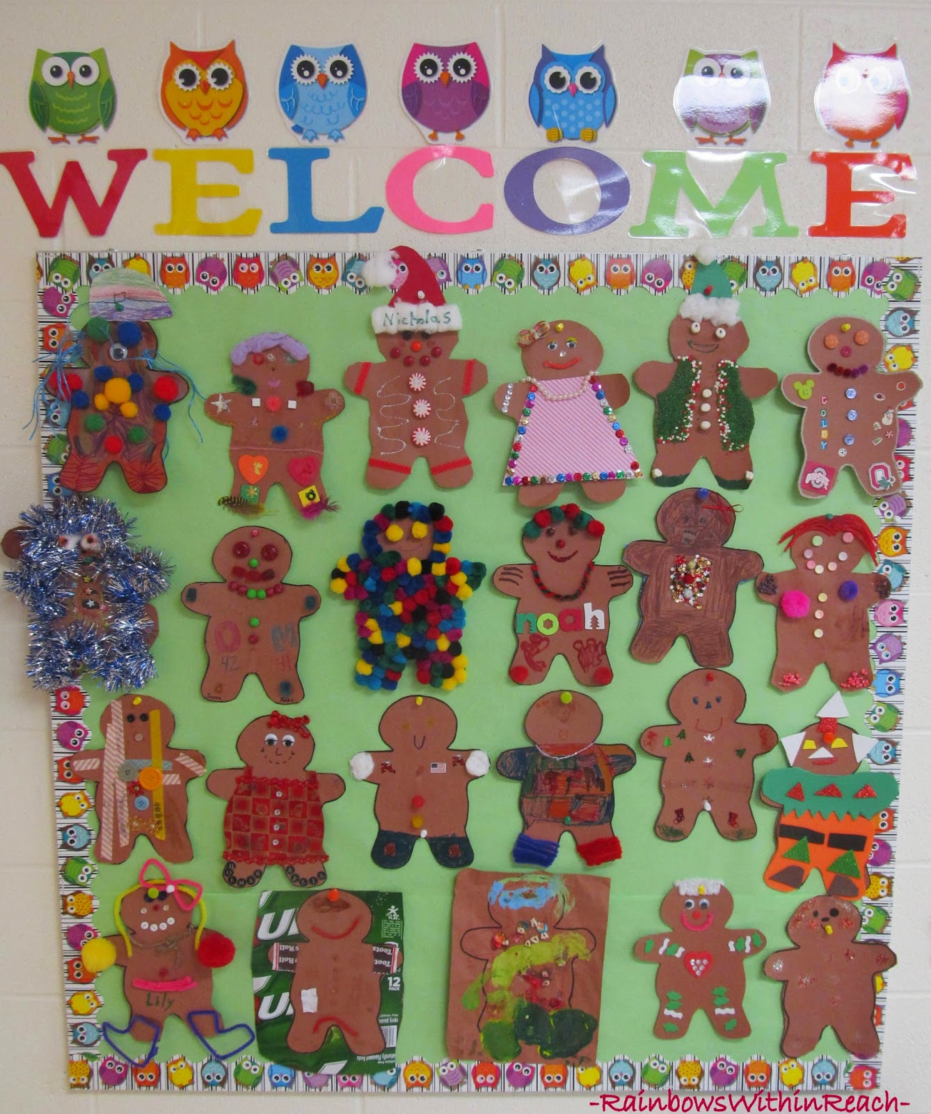 Christmas Bulletin Board: Disguised Gingerbread Men at RainbowsWithinReach