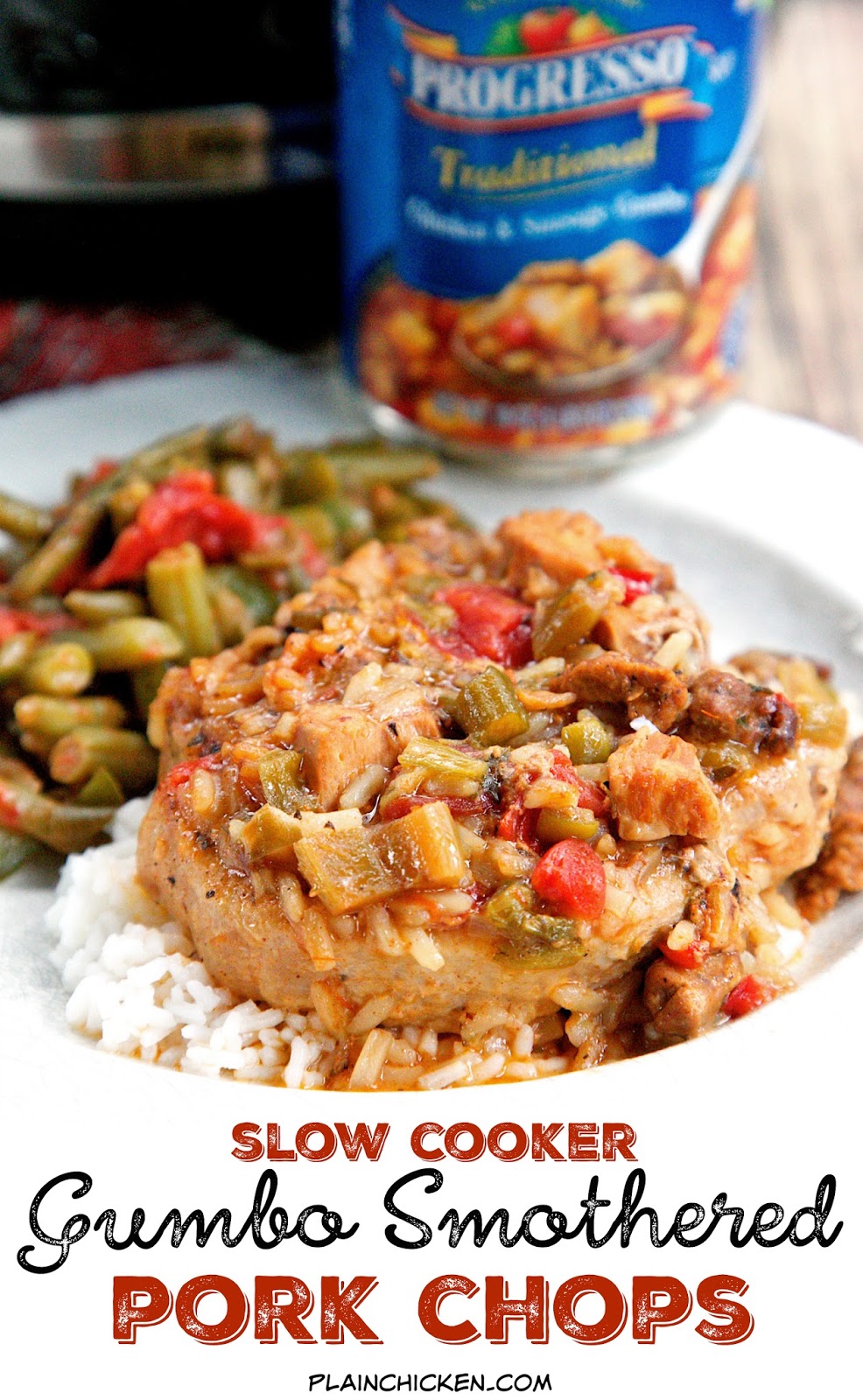 Slow Cooker Gumbo Smothered Pork Chops Plain Chicken