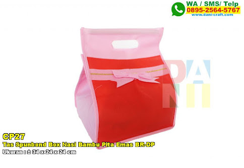 Tas Spunbond Box Nasi Bambu Pita Emas BR-DP