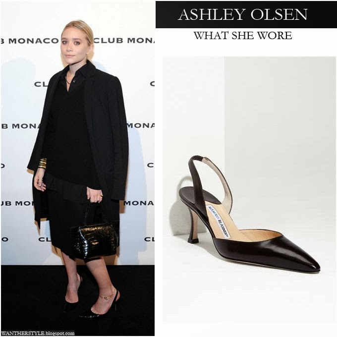 WHAT SHE WORE: Ashley Olsen in black patent leather pointed toe ...