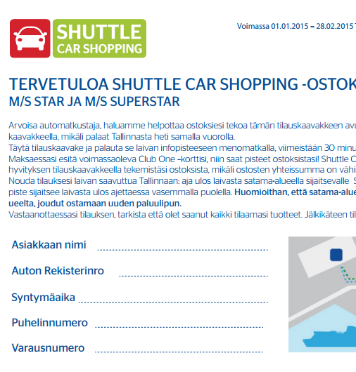 Tallink Shuttle, Hinnasto, Tallinna Tutuksi, Tallinna päiväristeily