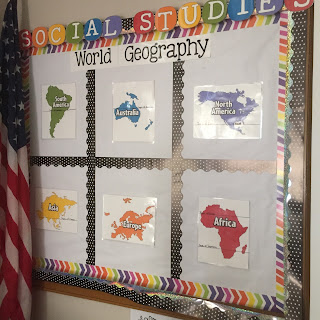 rainbow classroom decor continents for world geography