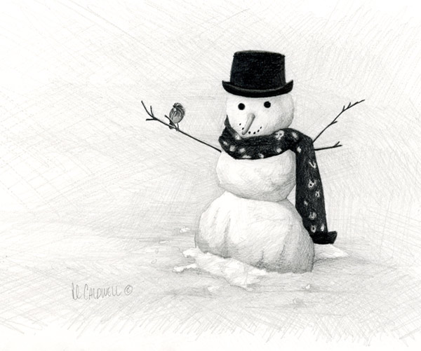 Snowman Drawing by Tim Trojan - Pixels