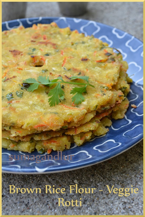 Veggie Platter: Brown Rice Flour & Vegetable Rotti