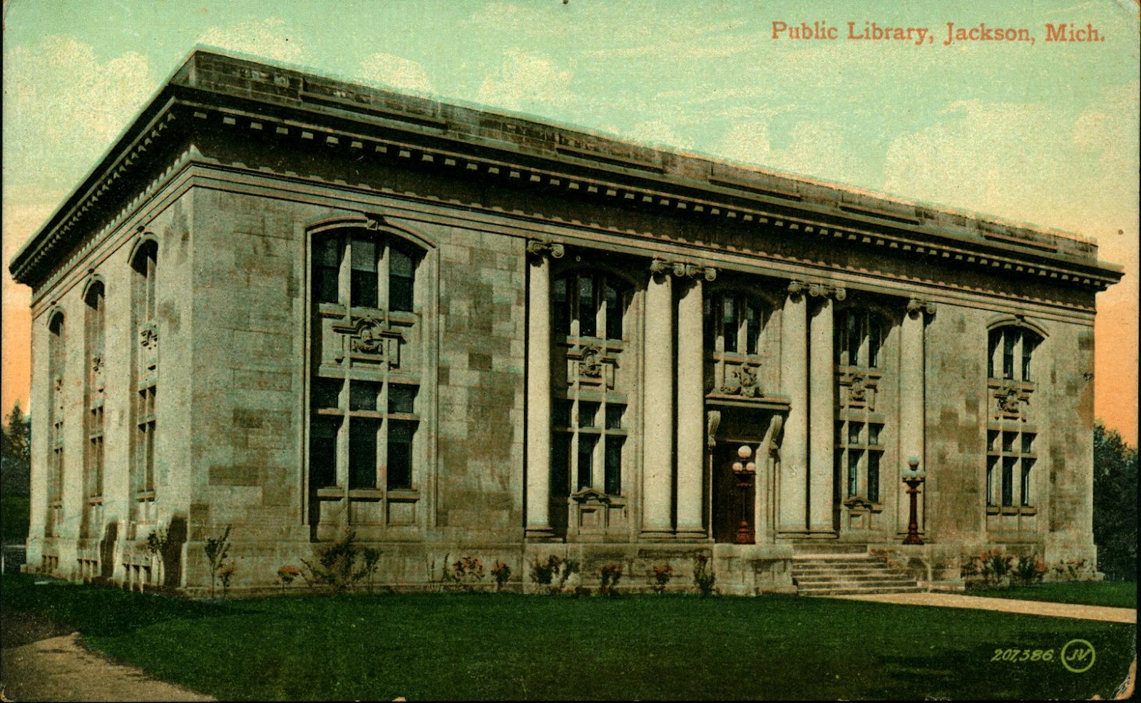Library Postcards 1909 Public Library, Jackson, Michigan