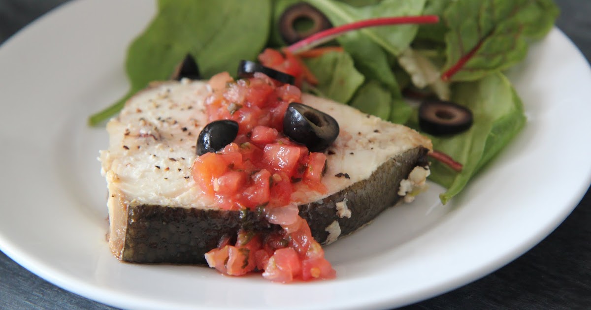 Simple Baked Halibut with Fresh Salsa and Olives