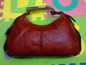 Yves Saint Laurent Red Leather Mombasa Horn Hobo Bag(SOLD)