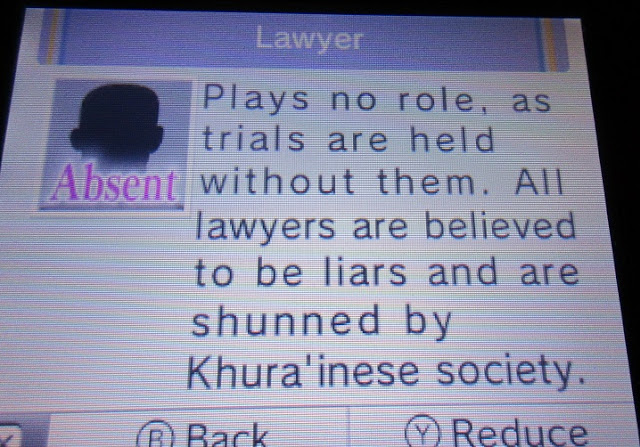 Phoenix Wright Ace Attorney Spirit of Justice role of lawyer absent instruction manual liars defense
