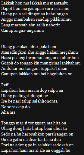 Lirik Lagu Batak Toba Elvi