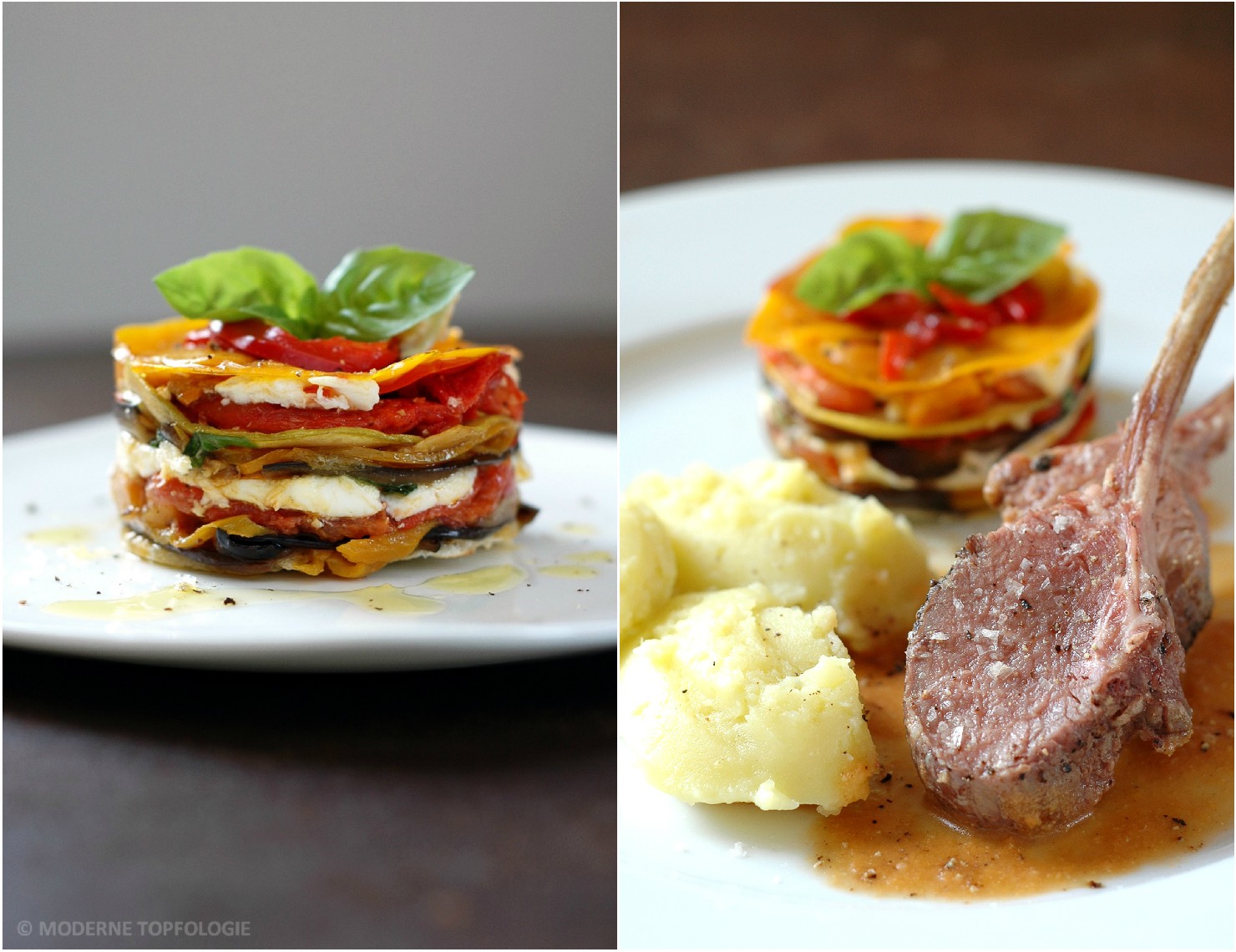 Lammkarree mit Ratatouille-Türmchen und Zitronenpüree - butterzarter ...