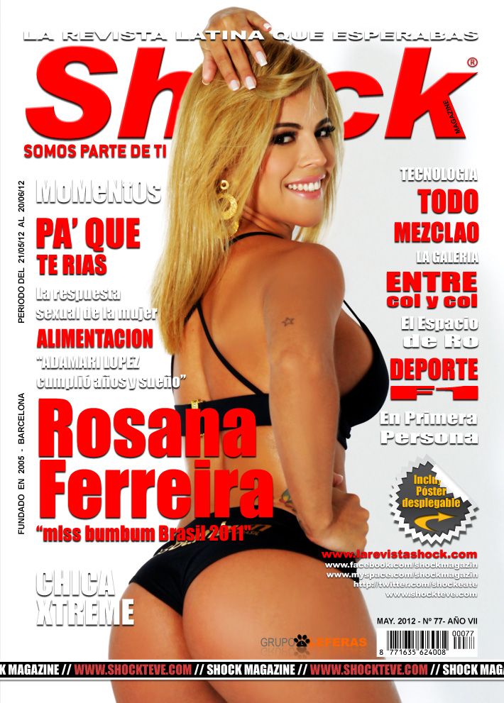 Rosana Ferreira, Miss Bumbum Brasil 2011, capa da edição de maio da Shock Magazine