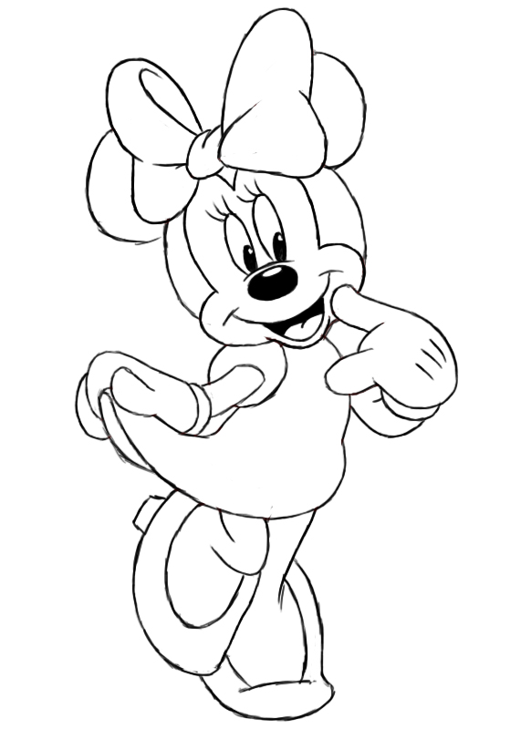 how to draw minnie mouse full body