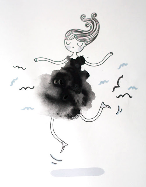 blots of watercolor girl illustration
