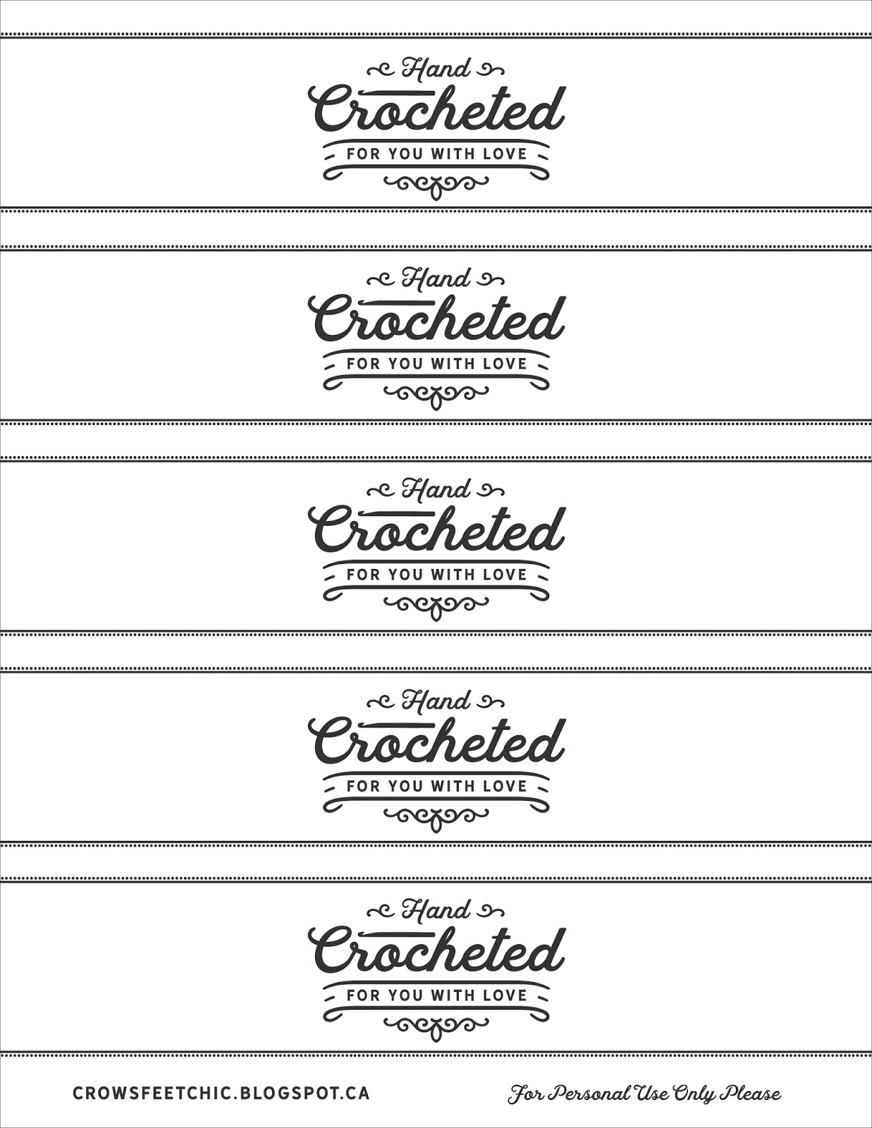 Crochet Gift Labels Free Printable Crow s Feet Chic