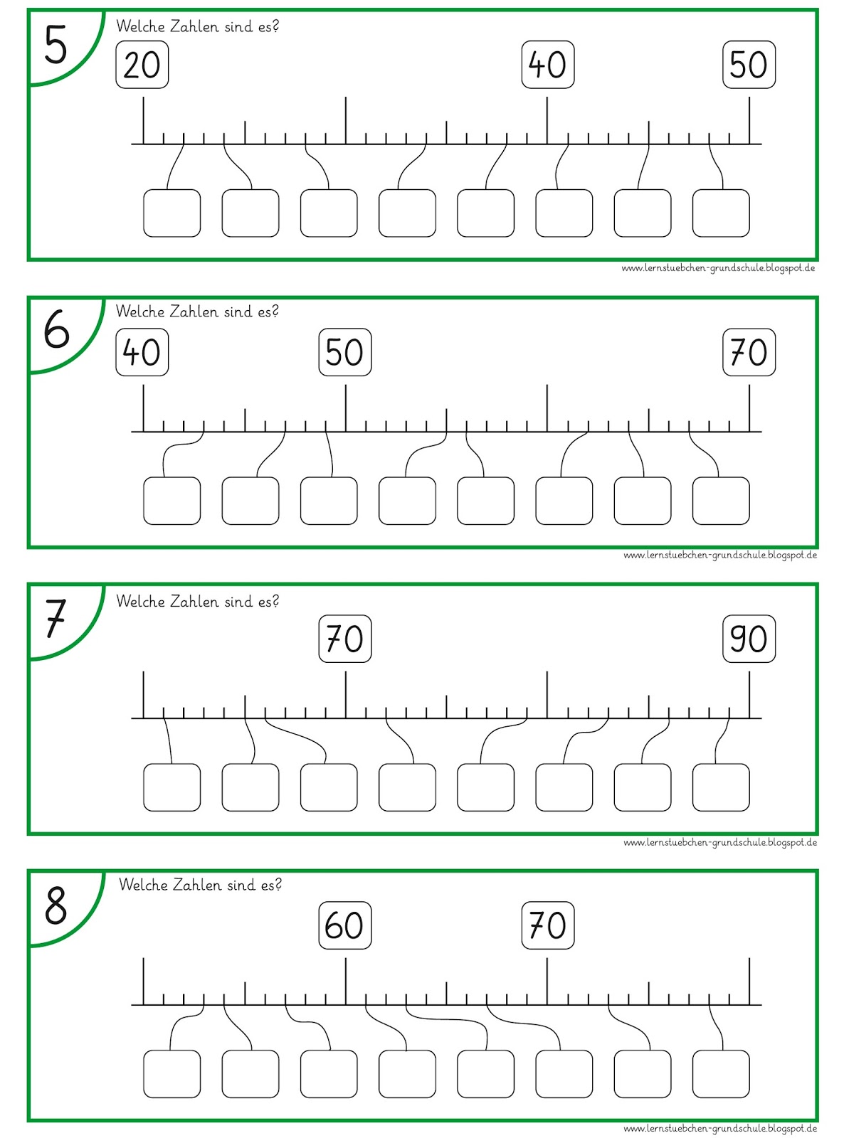 Lernstübchen: Zahlen am Zahlenstrahl eintragen (1)