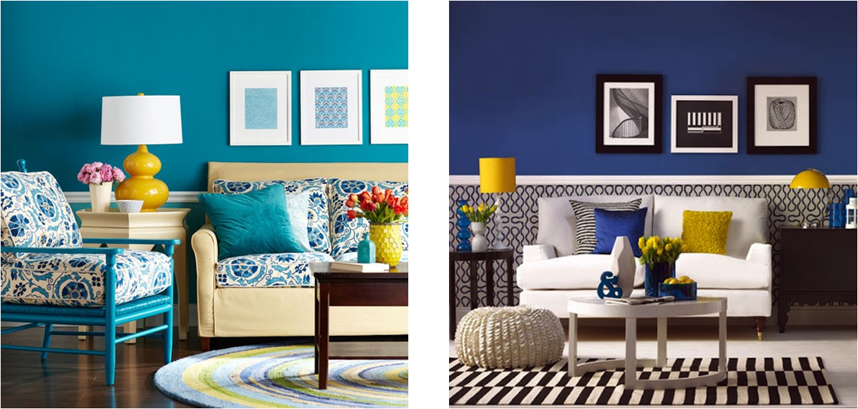 Na casa dos Abrantes Inspiração 24 salas azul com amarelo