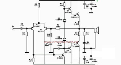 circuit schematic diagram ocl amplifier for subwoofer