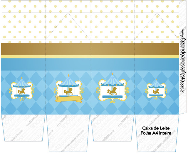 Carrusel en Celeste: Cajas para Imprimir Gratis. Carrusel en Celeste: Cajas para Imprimir Gratis.