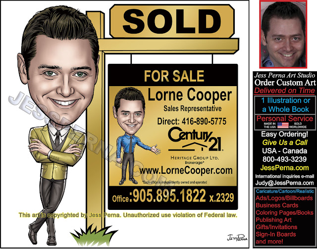 Century 21 Sold Sign Real Estate Caricature