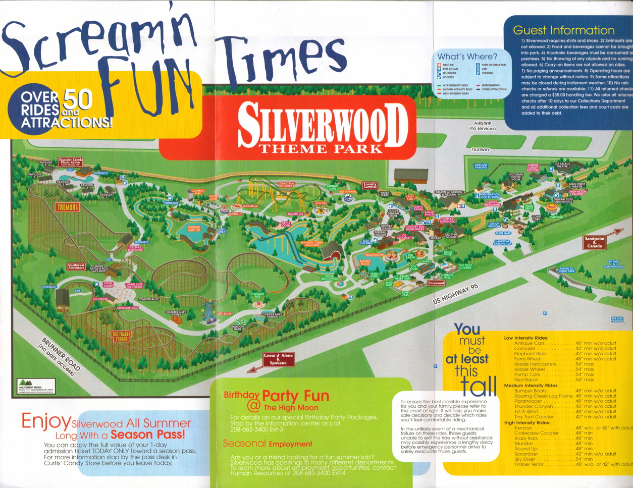 Silverwood Theme Park Map Printable - SilverwoodMap2001B