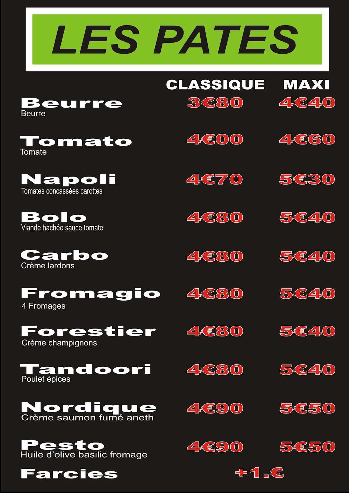 Pasta & Cup Découvrez la carte des pâtes