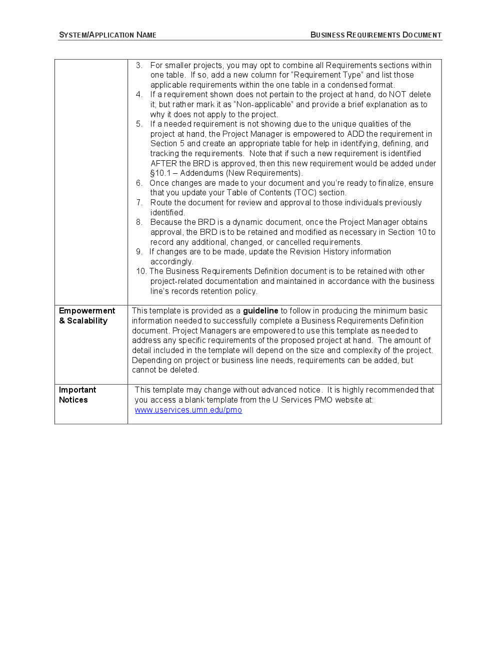 Project Business Requirements Document Template