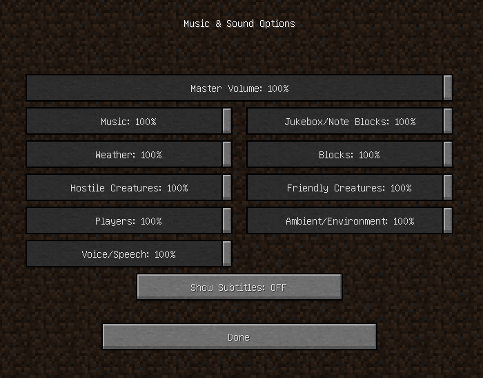 Music & Sounds in Minecraft options
