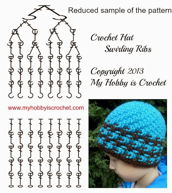 Charted Pattern Crochet Hat Swirling Ribs 