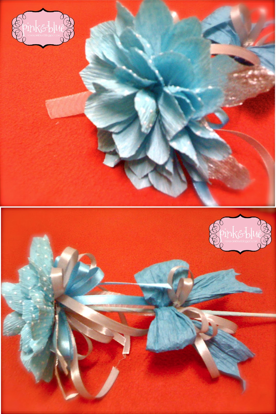 pink blue DIY Bunga  Telur Daisy Crepe  Paper