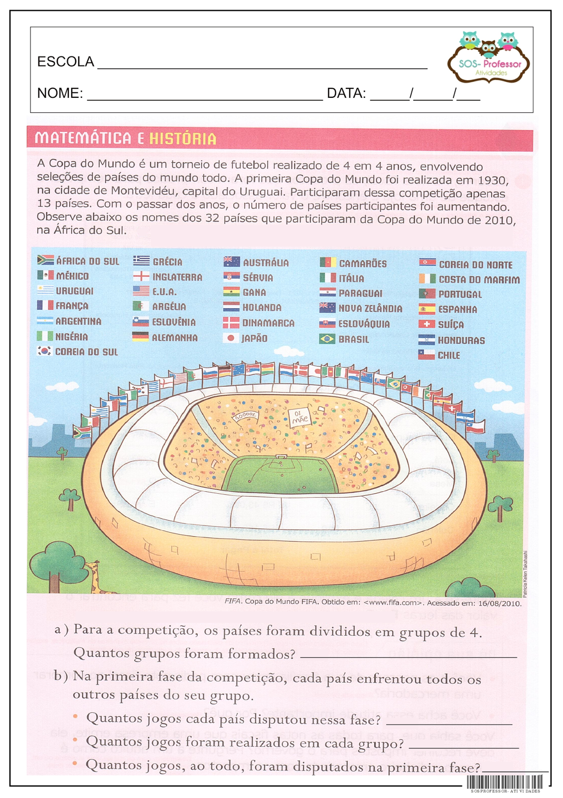 SOS PROFESSOR-ATIVIDADES: A copa do mundo