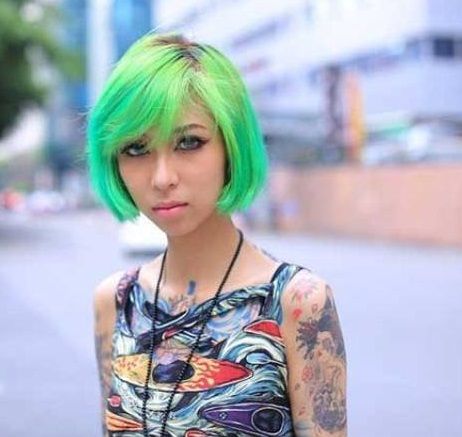 Model Rambut Lurus Wanita Pendek Semir Warna Hijau 2017 ...