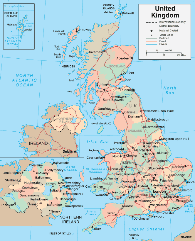 google maps europe: Map of UK (United Kingdom) Political