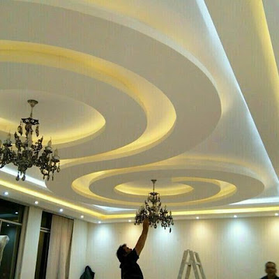 gypsum board false ceiling designs with indirect lighting for living room and hall 2019