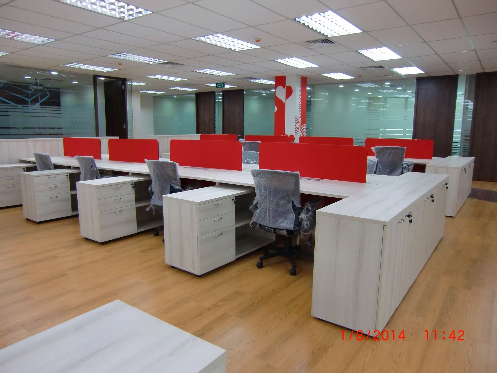 Office Furniture Singapore Modern Sleek Cluster of 6 Workstations